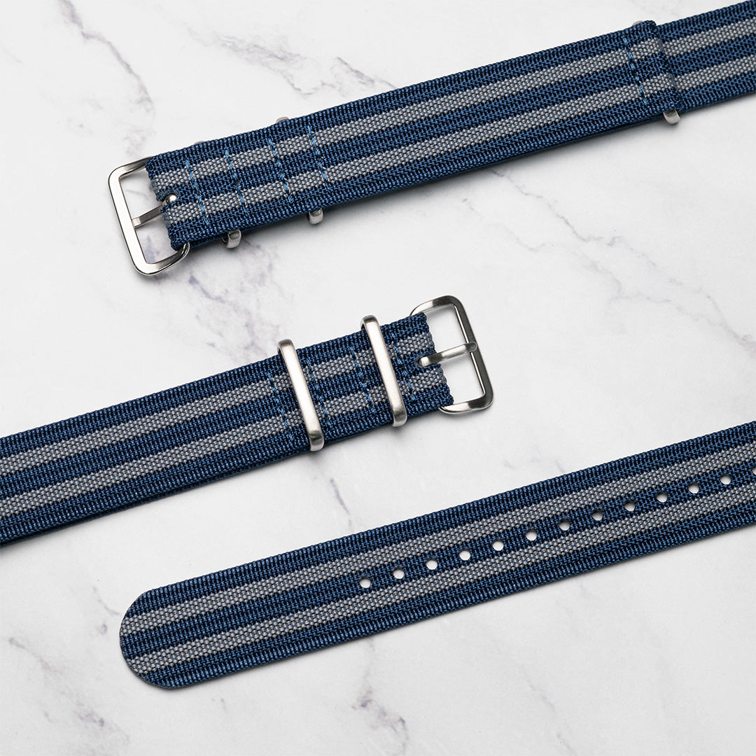 time+ Ribbed Nylon Military Watch Strap Navy Bond