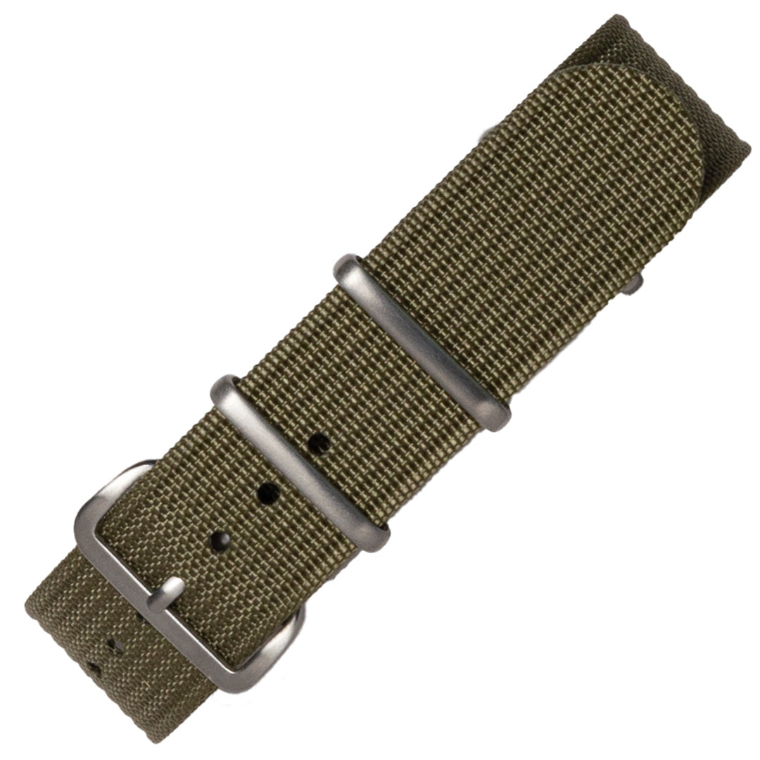 time+ Ribbed Nylon Military Watch Strap Army Green