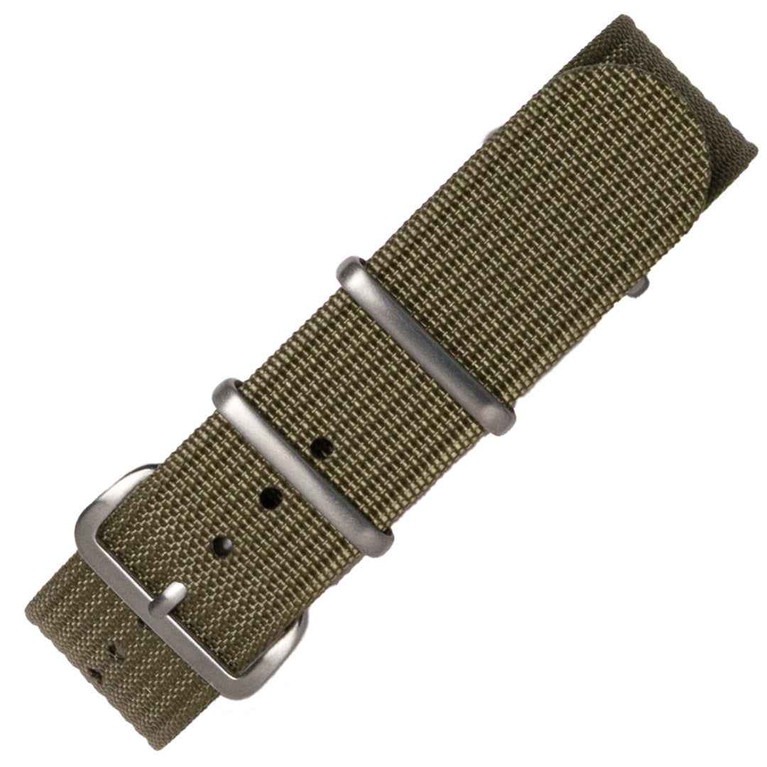 time+ Ribbed Nylon Military Watch Strap Army Green
