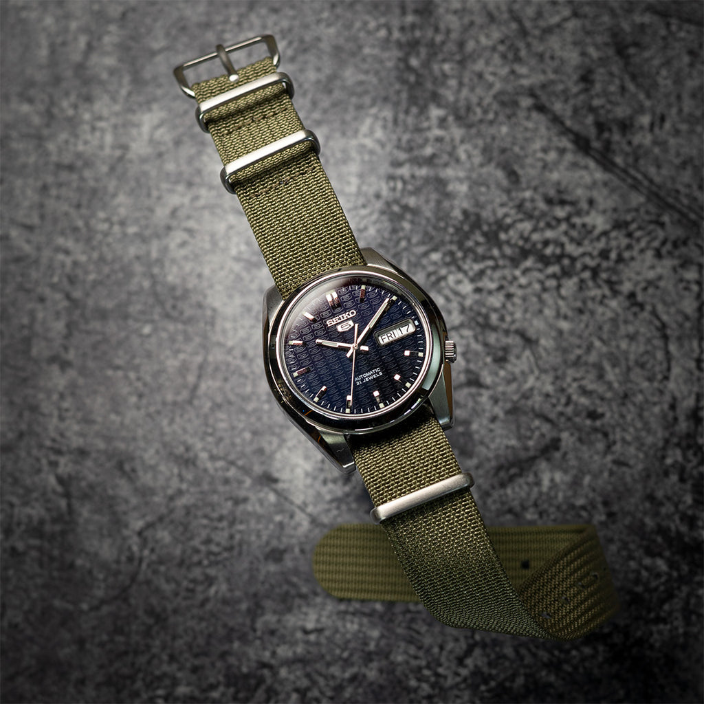 time+ Ribbed Nylon Military Watch Strap Army Green