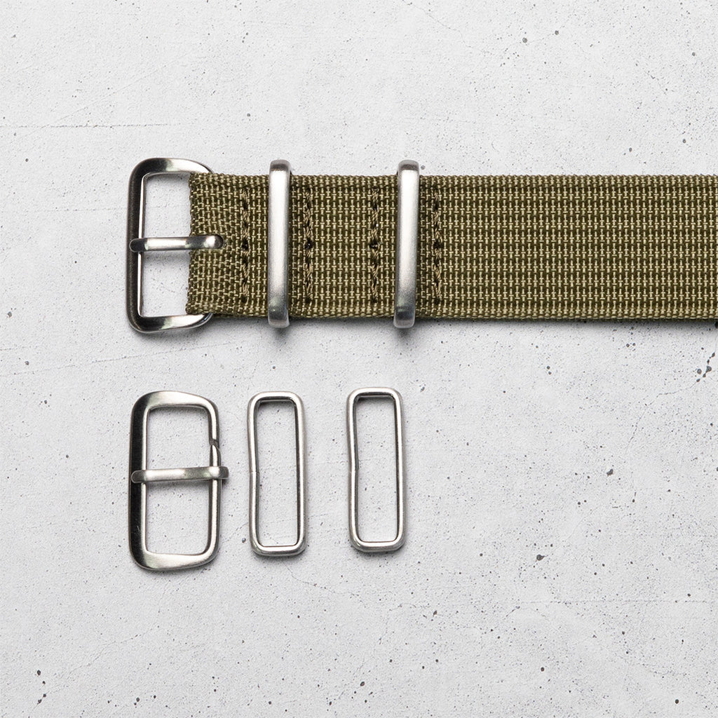 time+ Ribbed Nylon Military Watch Strap Army Green