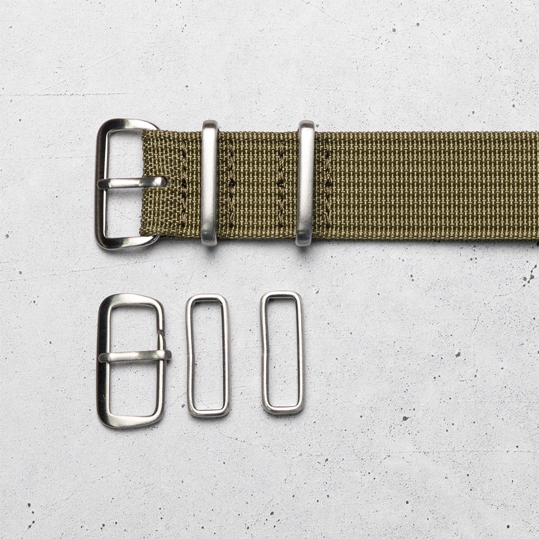 time+ Ribbed Nylon Military Watch Strap Army Green
