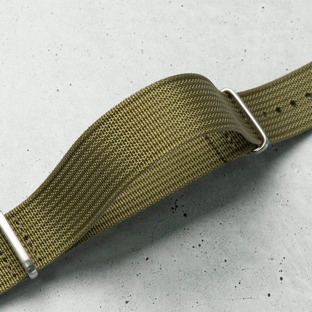 time+ Ribbed Nylon Military Watch Strap Army Green