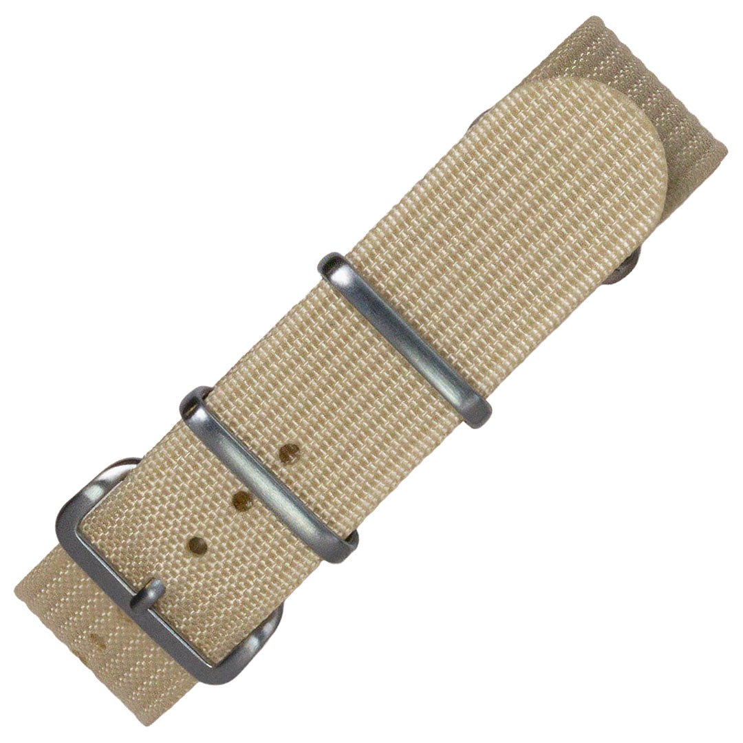 time+ Ribbed Nylon Military Watch Strap Beige