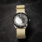 time+ Ribbed Nylon Military Watch Strap / Beige - Brushed