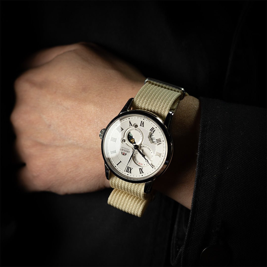 time+ Ribbed Nylon Military Watch Strap Beige