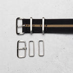 time+ Ribbed Nylon Military Watch Strap Black & Beige