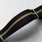 time+ Ribbed Nylon Military Watch Strap Black & Beige