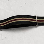 time+ Ribbed Nylon Military Watch Strap Black, Beige & Red, Closeup