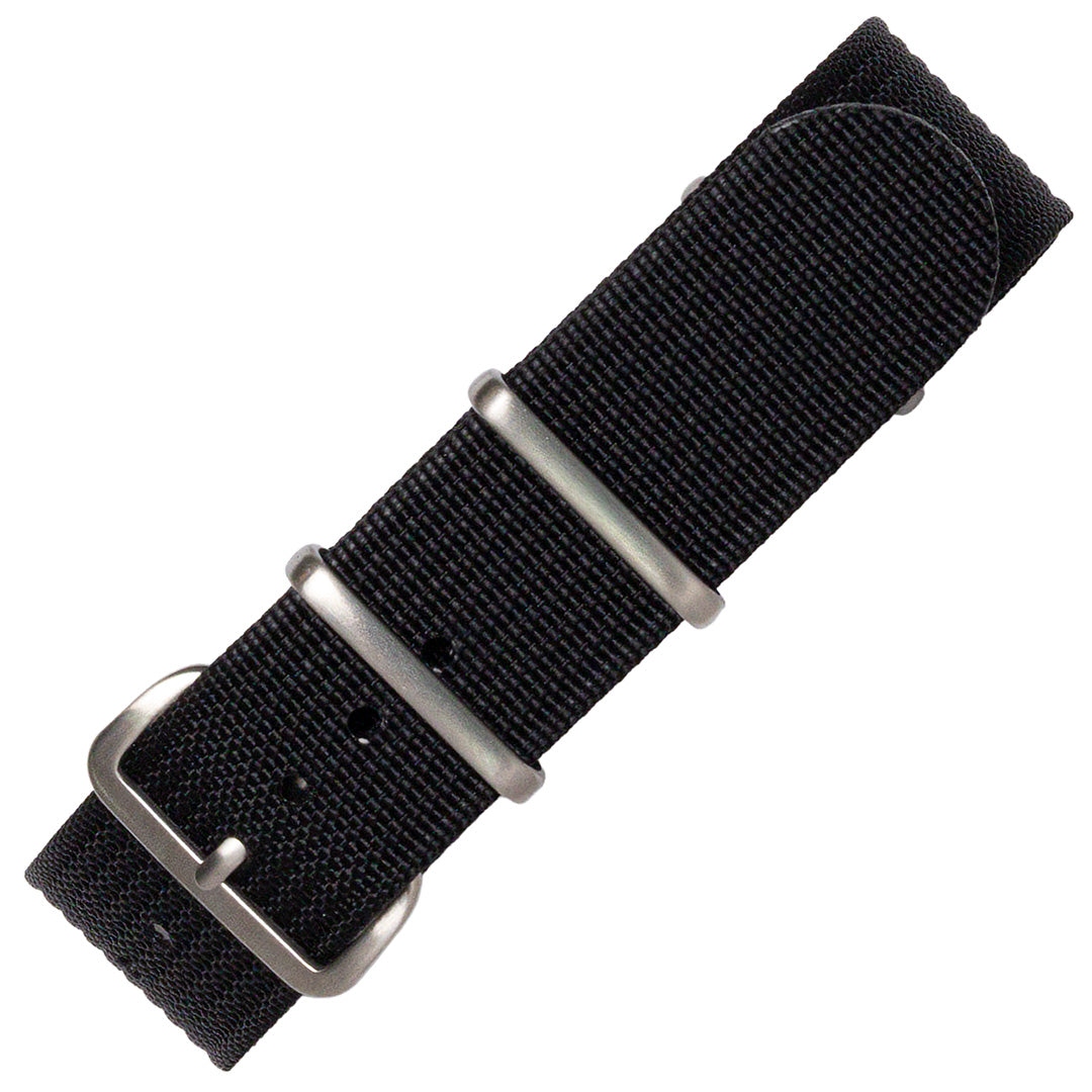 time+ Ribbed Nylon Military Watch Strap Black