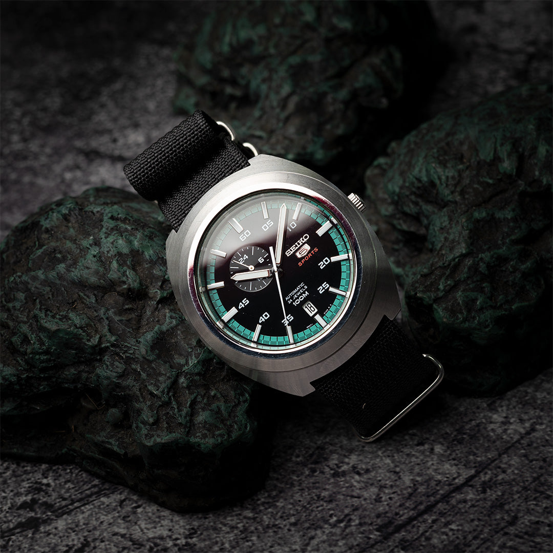 time+ Ribbed Nylon Military Watch Strap Black