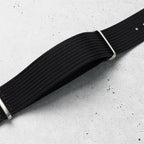 time+ Ribbed Nylon Military Watch Strap Black - Brushed