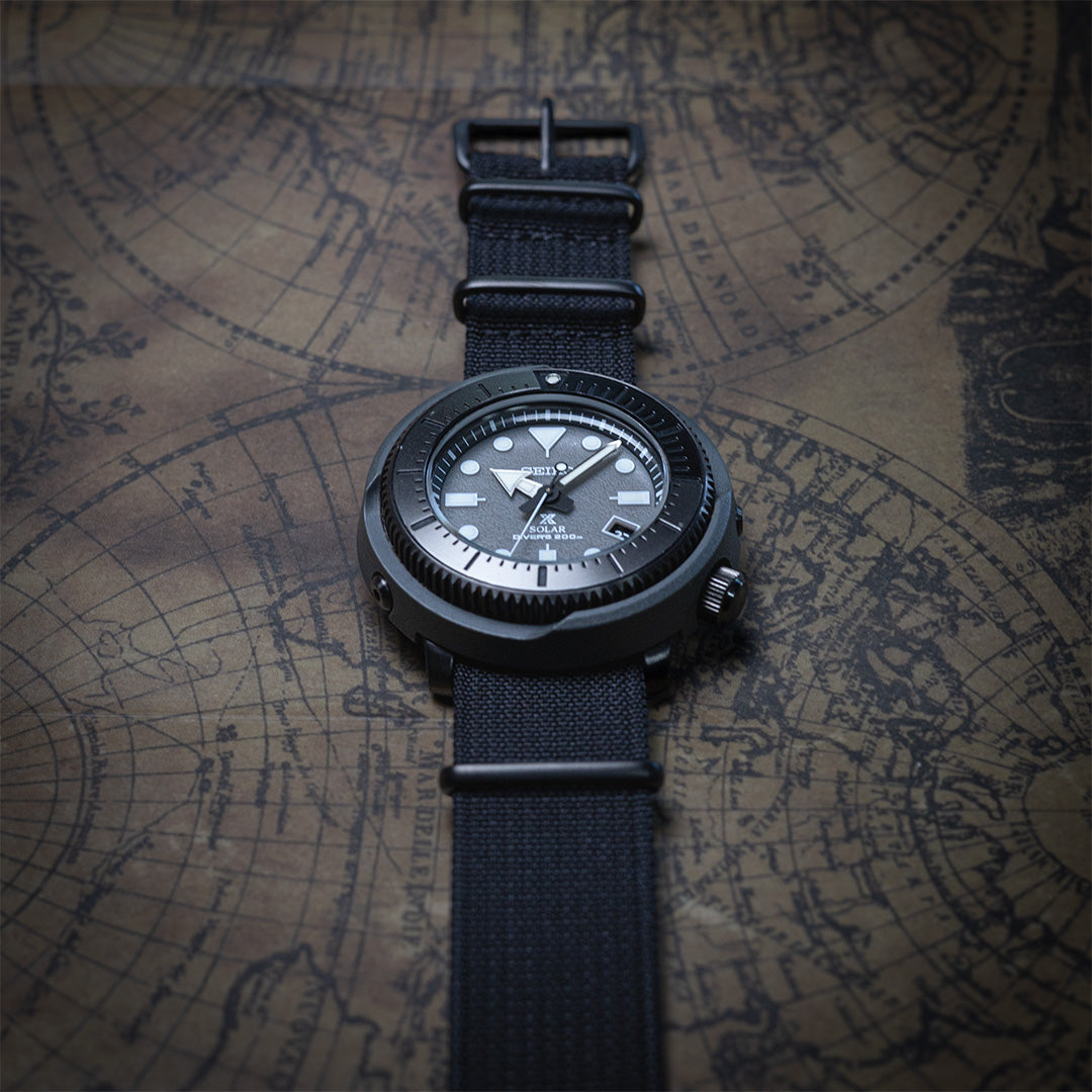 time+ リブ ナイロン ミリタリーストラップ 時計ベルト ブラック