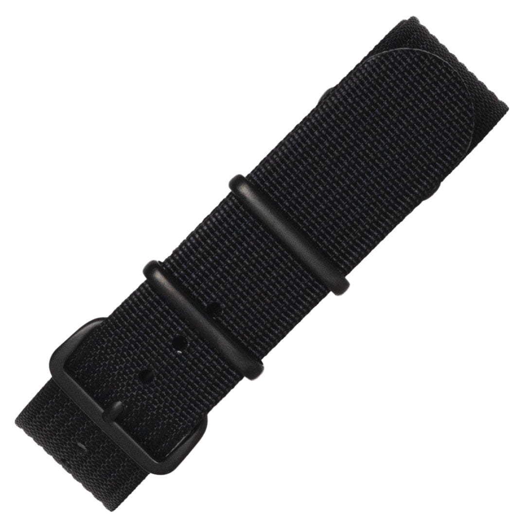 time+ Ribbed Nylon Military Watch Strap Black