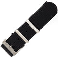 time+ Ribbed Nylon Military Watch Strap Black - Modern Brushed
