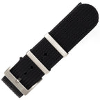 time+ Ribbed Nylon Military Watch Strap Black - Modern Brushed