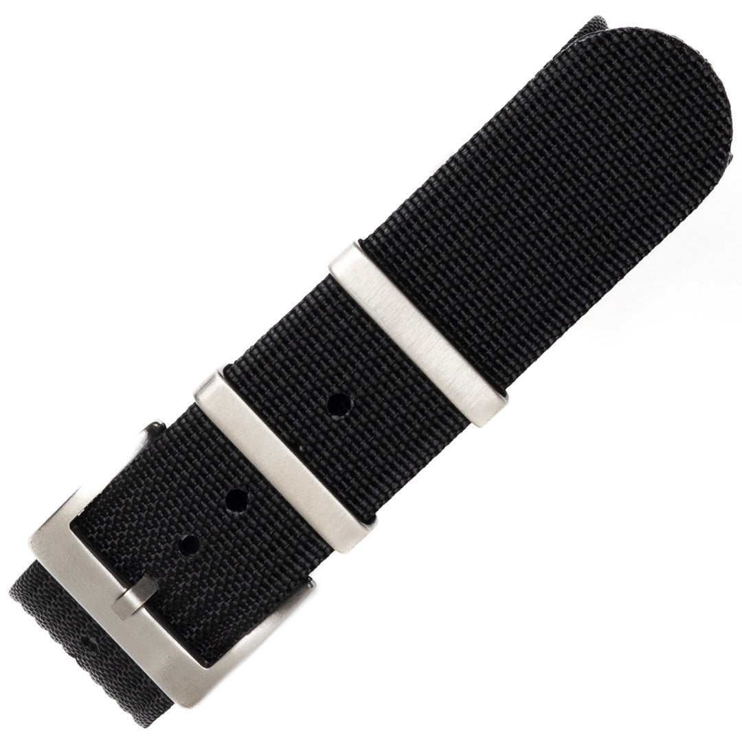 time+ Ribbed Nylon Military Watch Strap Black