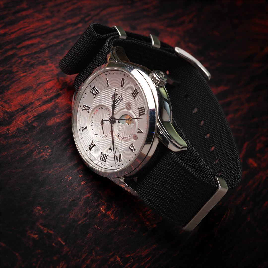 time+ Ribbed Nylon Military Watch Strap Black