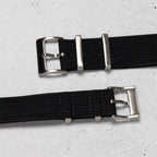 Ribbed Nylon Military Wat h Strap Black, Modern Hardware
