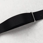 time+ Ribbed Nylon Military Watch Strap / Black - Polished, Closeup