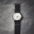 time+ Ribbed Nylon Military Watch Strap / Black - Polished