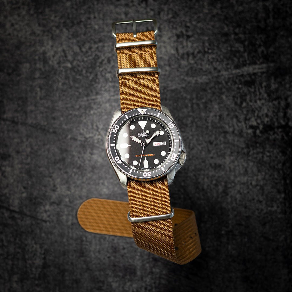 time+ Ribbed Nylon Military Watch Strap Brown