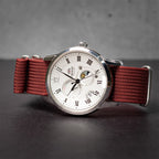time+ Ribbed Nylon Military Watch Strap / Burgundy - Brushed