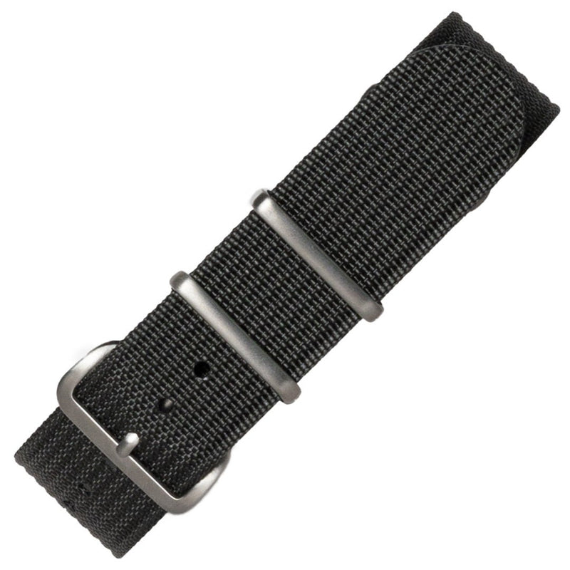 time+ Ribbed Nylon Military Watch Strap Dark Grey - Brushed