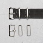 time+ Ribbed Nylon Military Watch Strap Dark Grey - Brushed