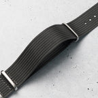 time+ Ribbed Nylon Military Watch Strap Dark Grey - Brushed
