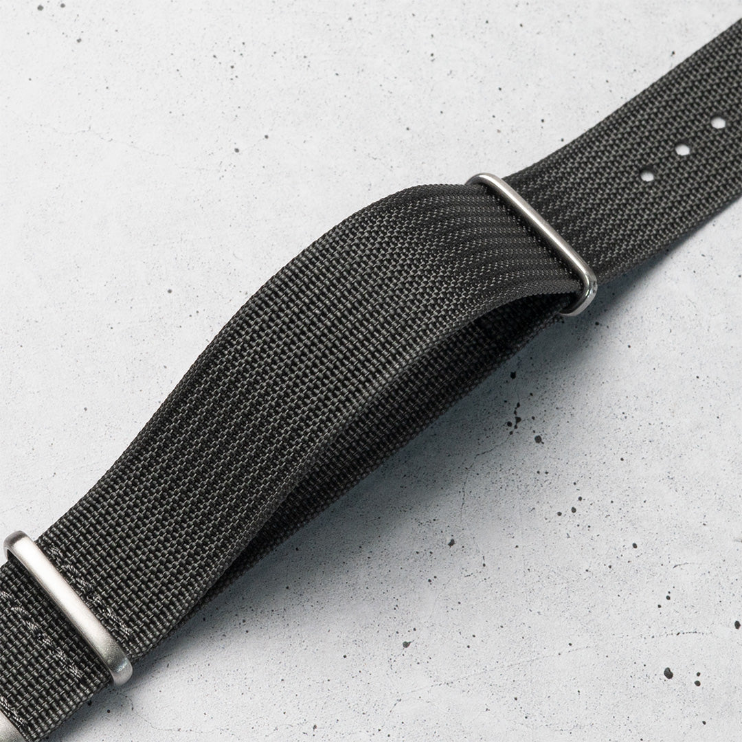 time+ Ribbed Nylon Military Watch Strap Dark Grey