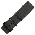 time+ Ribbed Nylon Military Watch Strap Dark Grey - Matte Black