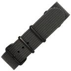 time+ Ribbed Nylon Military Watch Strap Dark Grey - Matte Black