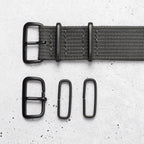time+ Ribbed Nylon Military Watch Strap Dark Grey - Matte Black