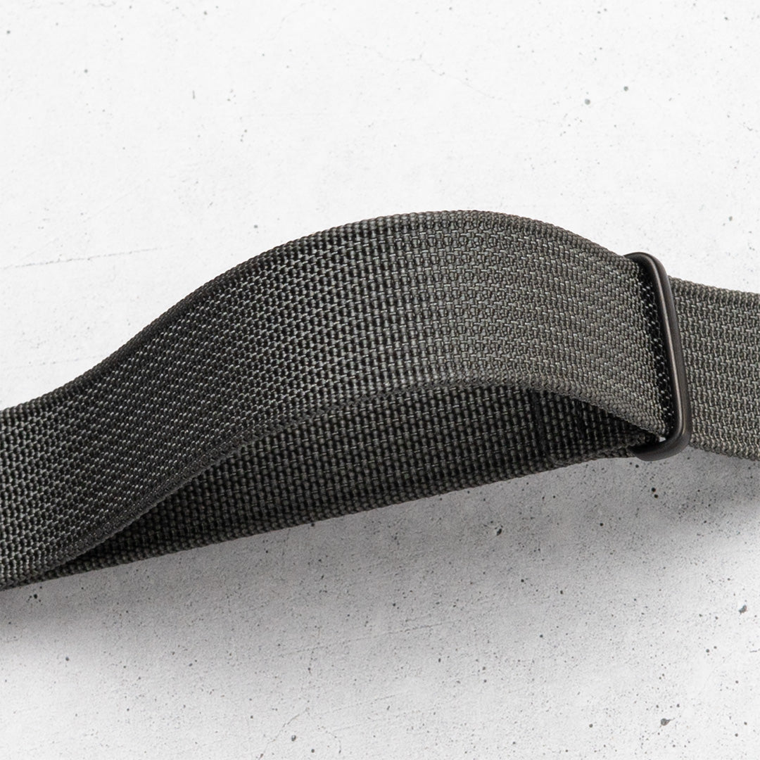 time+ リブナイロン ミリタリーストラップ 腕時計ベルト ダークグレー - Matte Black
