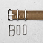 time+ Ribbed Nylon Military Watch Strap Khaki - Brushed