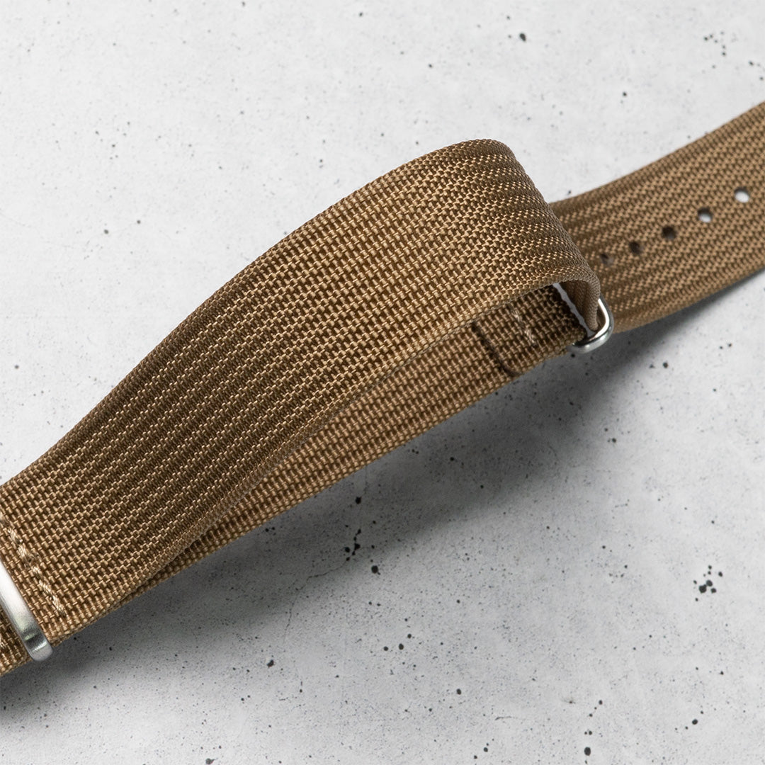 time+ Ribbed Nylon Military Watch Strap Khaki