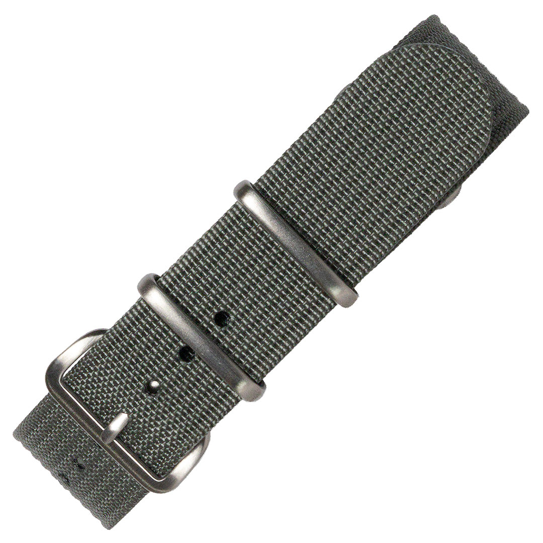 time+ Ribbed Nylon Military Watch Strap Light Grey