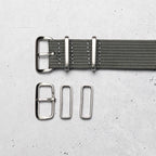 time+ Ribbed Nylon Military Watch Strap Light Grey