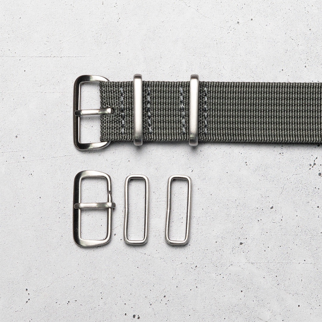 time+ Ribbed Nylon Military Watch Strap Light Grey