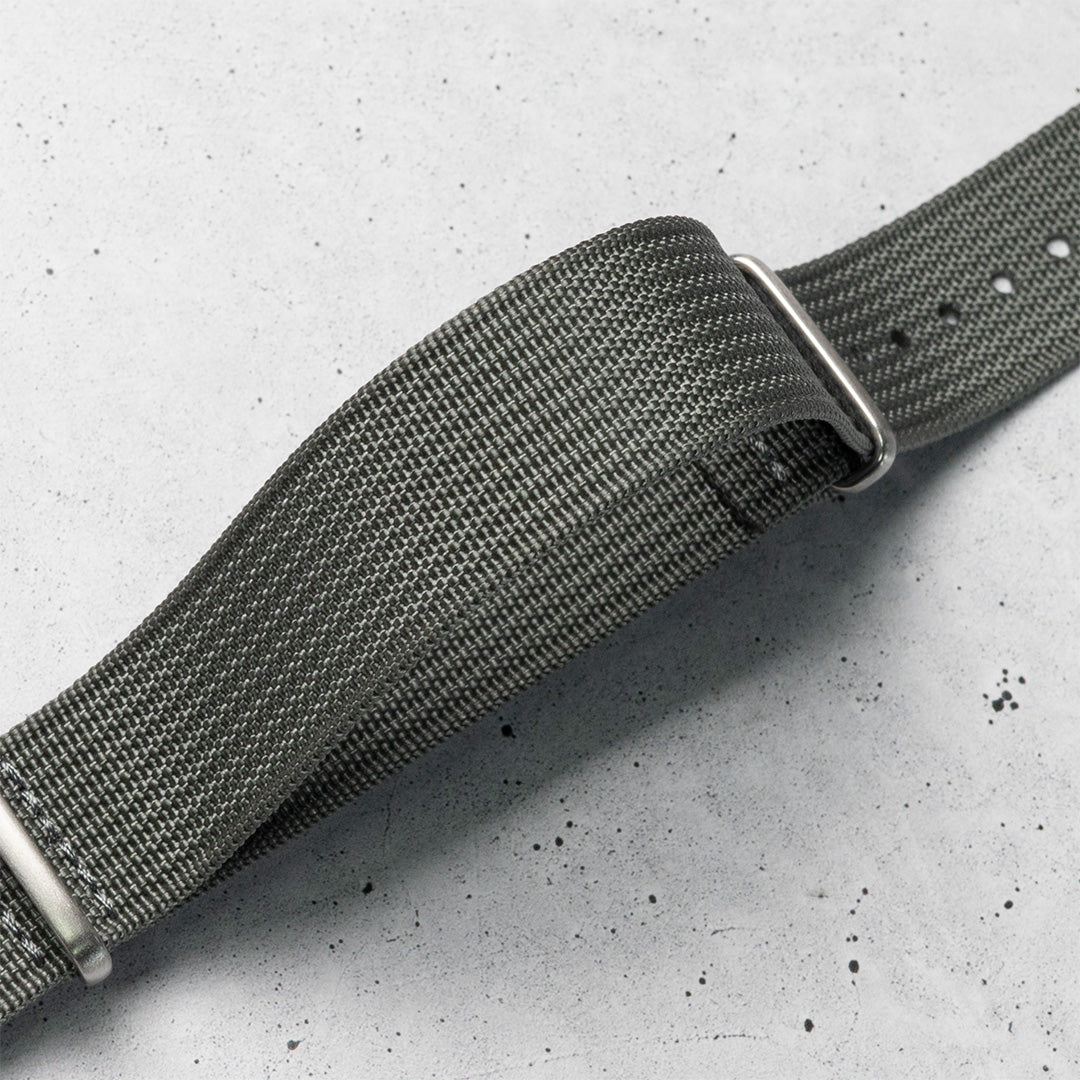 time+ Ribbed Nylon Military Watch Strap Light Grey