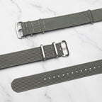 time+ Ribbed Nylon Military Watch Strap Light Grey