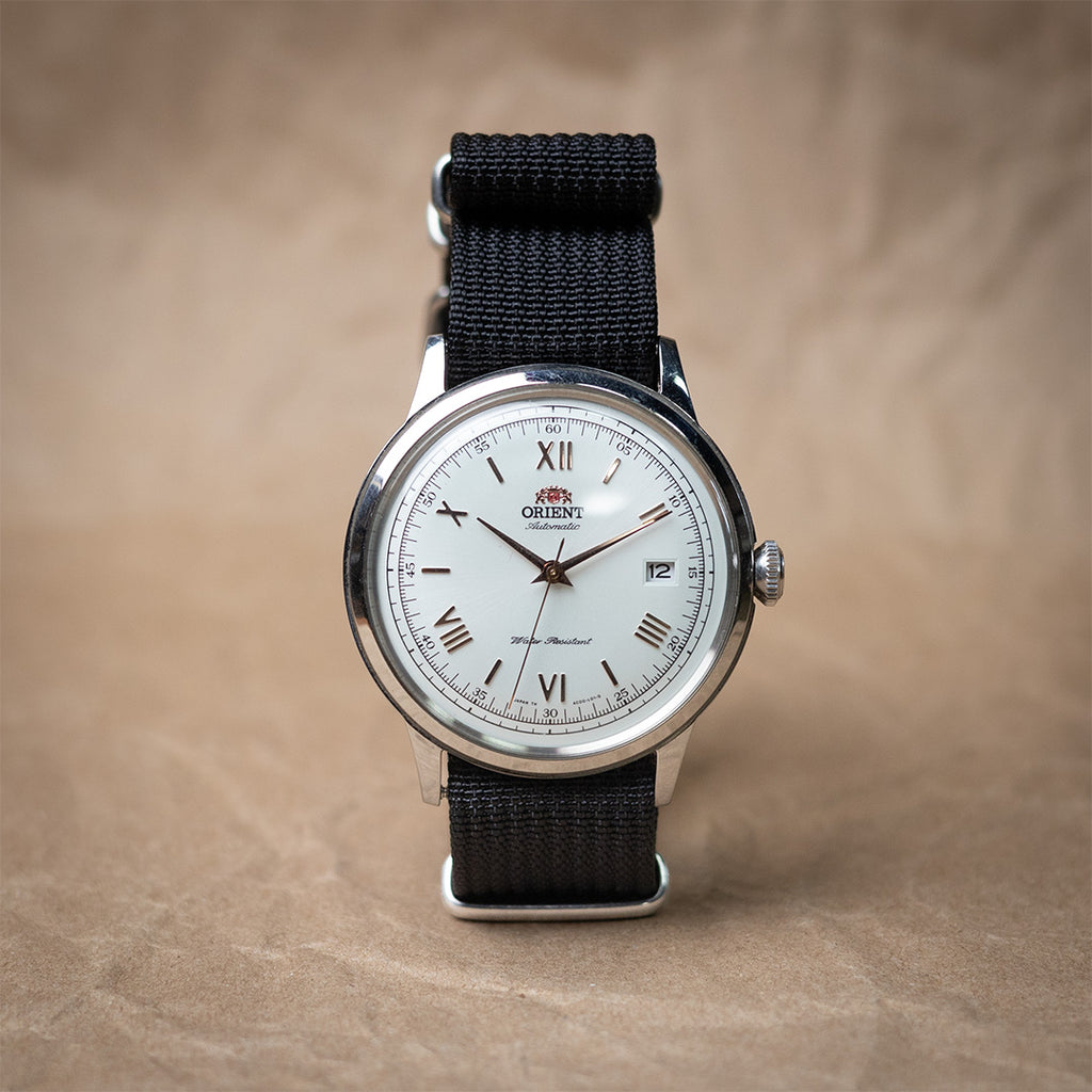 time+ Ribbed Nylon Military Watch Strap Black