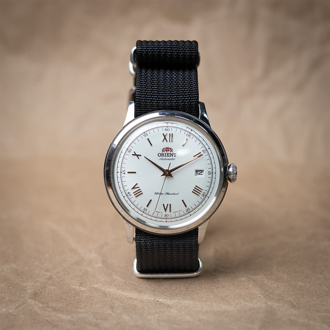 time+ Ribbed Nylon Military Watch Strap Black