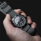 time+ Ribbed Nylon Military Watch Strap Dark Grey - Matte Black