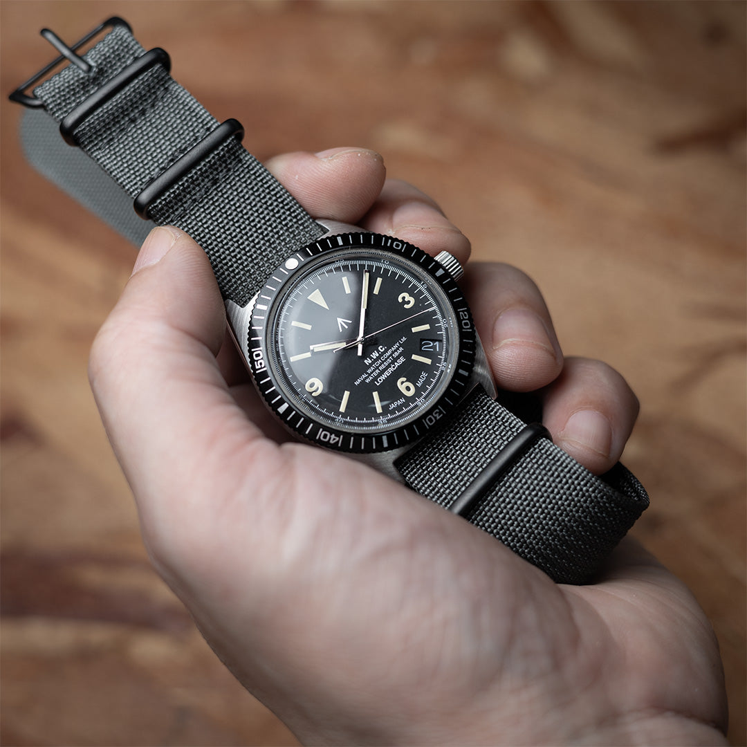 time+ リブナイロン ミリタリーストラップ 腕時計ベルト ダークグレー