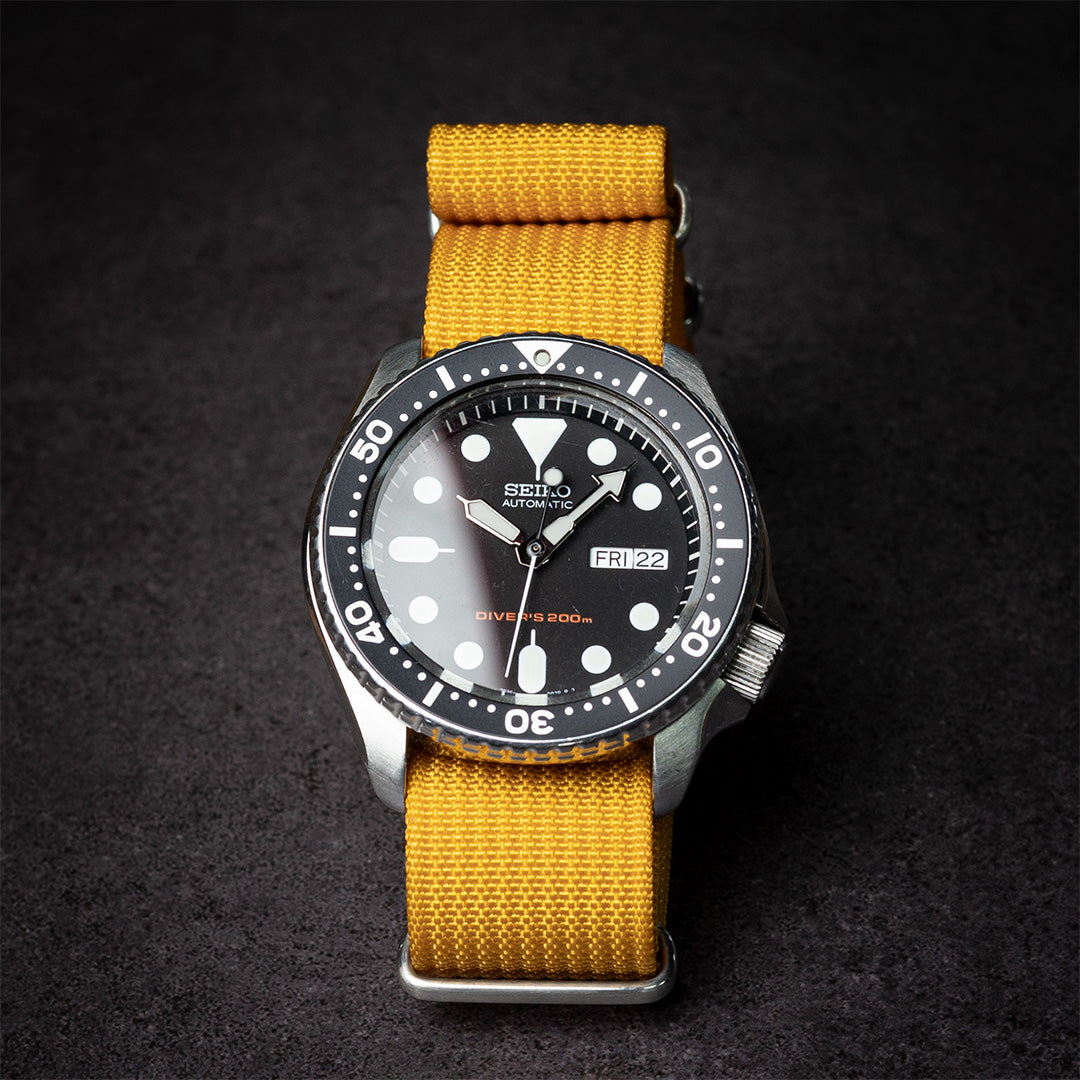 time+ Ribbed Nylon Military Watch Strap Mustard Yellow