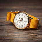time+ Ribbed Nylon Military Watch Strap / Mustard Yellow - Brushed