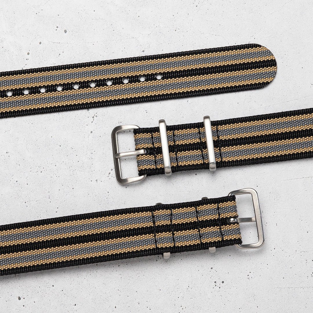 time+ Ribbed Nylon Military Watch Strap NTTD Bond, laid flat