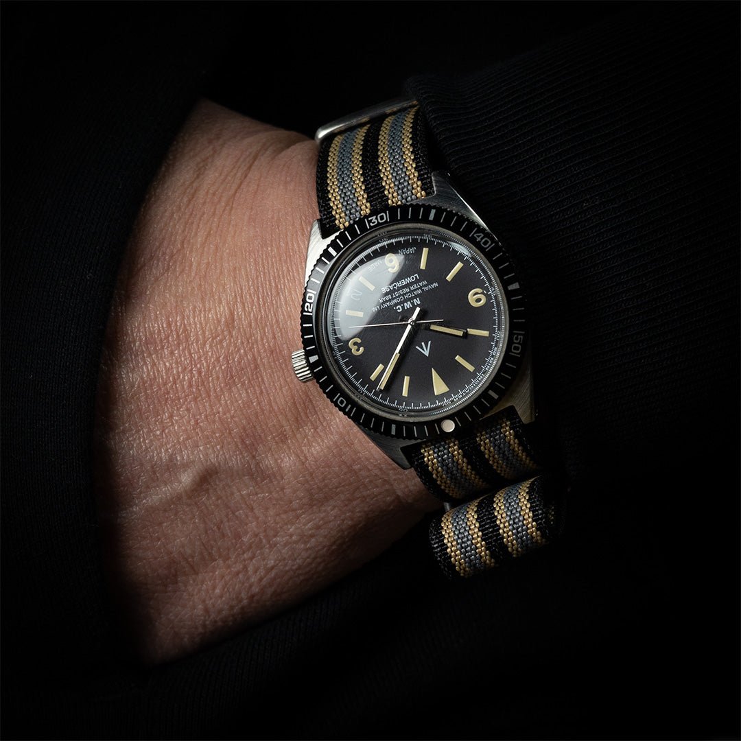 time+ Ribbed Nylon Military Watch Strap NTTD Bond on Naval Watch